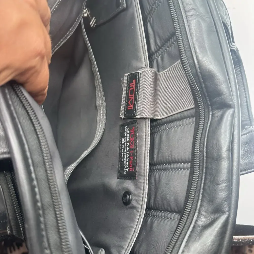 TUMI Expandable Organizer Laptop Brief - Black Leather